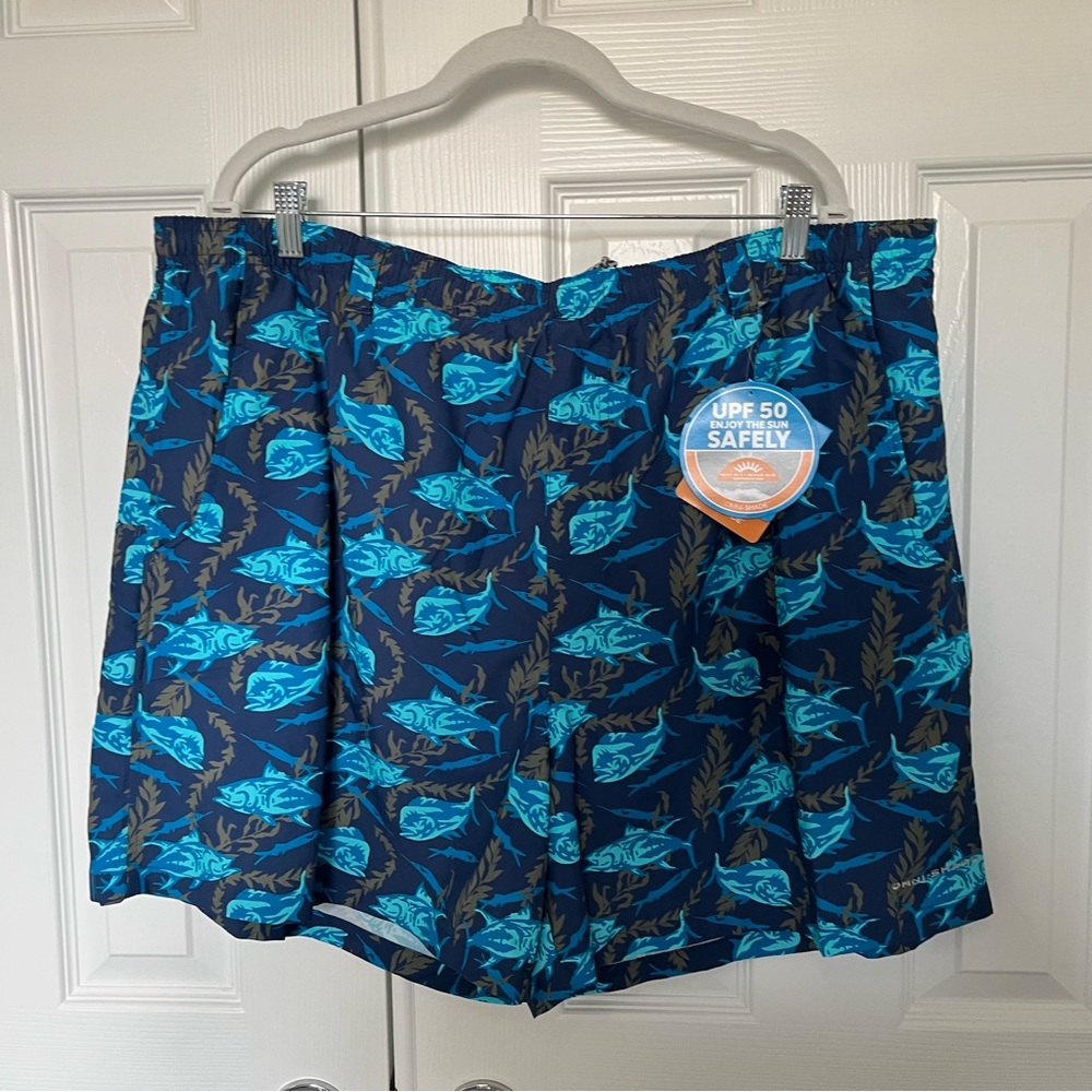 Columbia Blue and Tan Rash Guard UPF 50 Protection